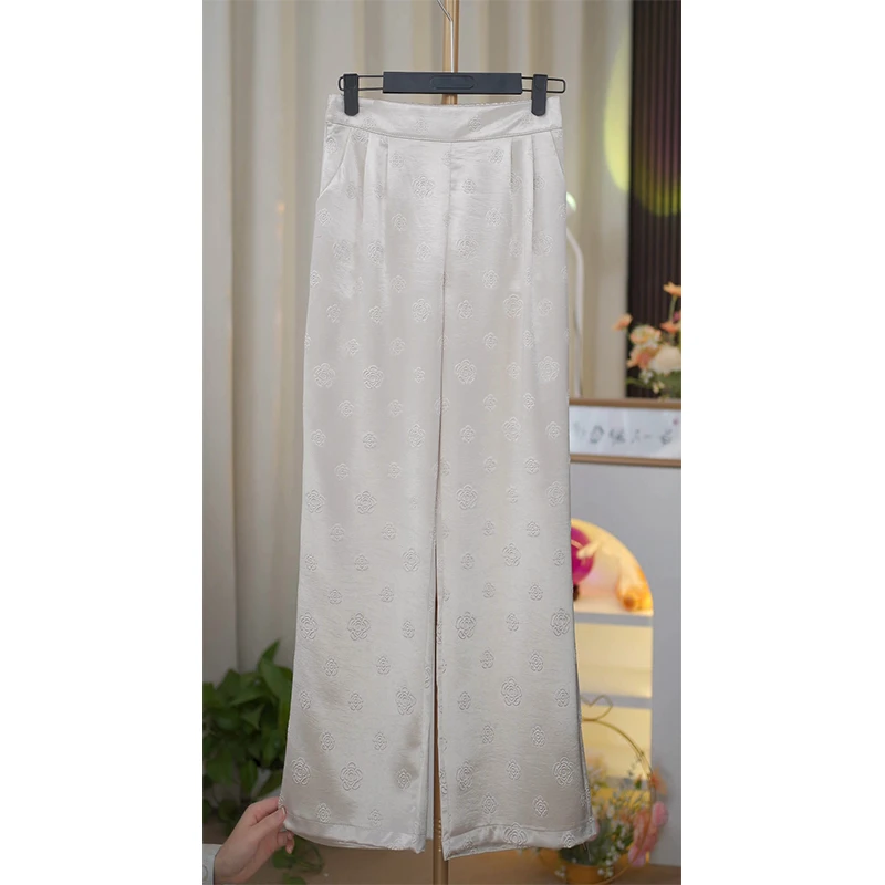 白月光-长裤新中式国风醋酸显瘦直筒阔腿长款裤子