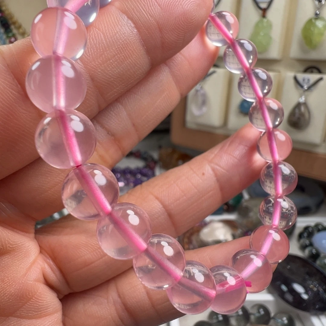 芙蓉石未镶嵌手链天然粉晶