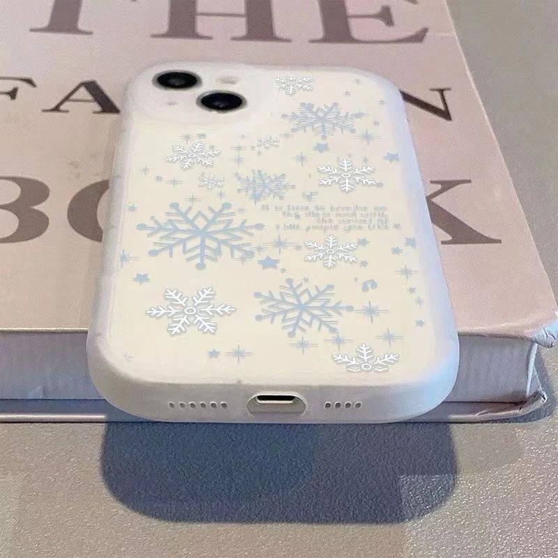 ins风蓝色雪花适用苹果/华为荣耀oppo小米红米vivo全包防摔手机壳
