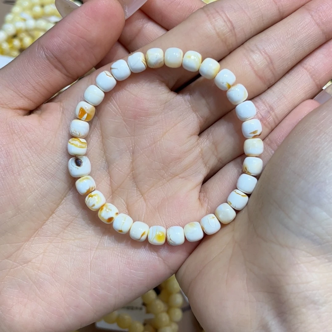 银S925镀金镶嵌琥珀手链6mm…