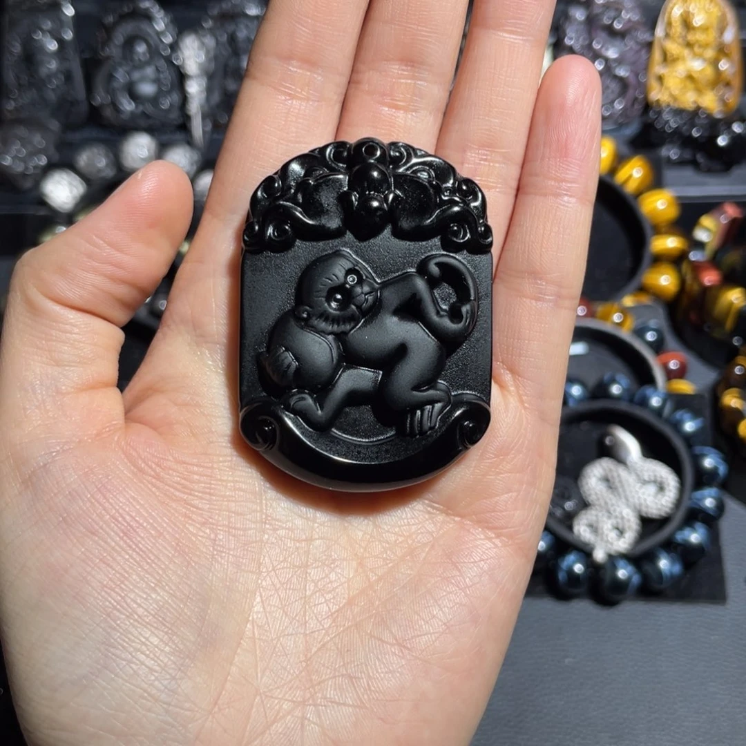 黑曜岩吊坠(赠链)未镶嵌白*