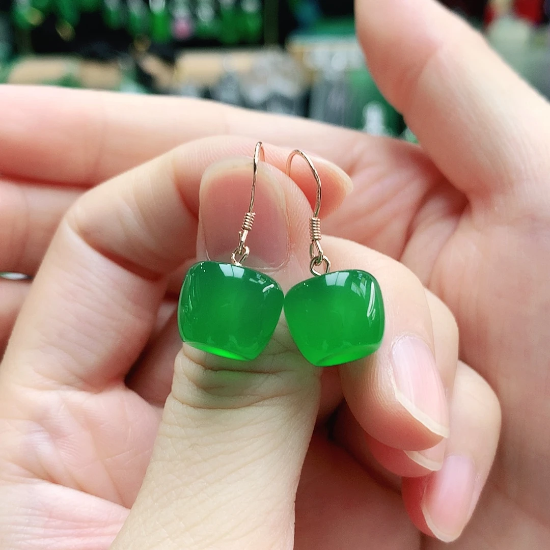 银S925镶嵌耳钉玛瑙/玉髓