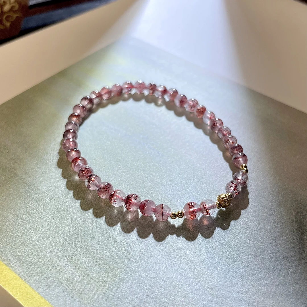 绝矿金草莓超七设计款单圈手串4mm【多样性发一】