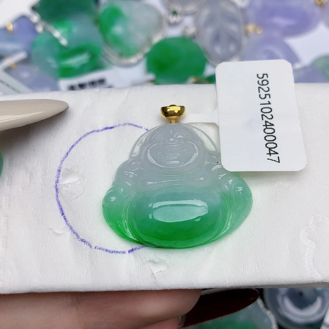 翡翠18K金镶嵌颈饰天然缅甸翡翠a货百元以上9元证书费自理