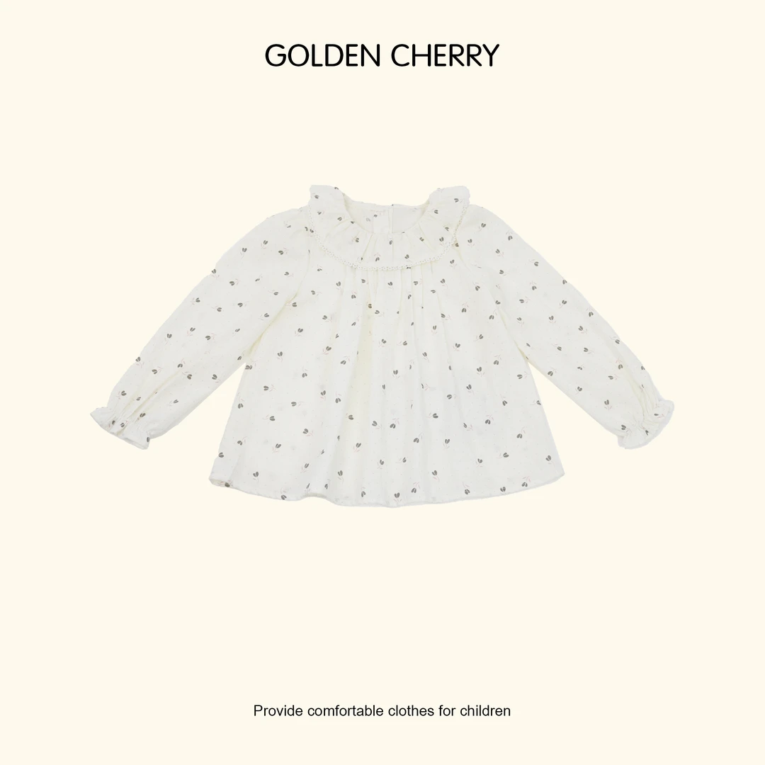 【Golden cherry】儿童小花郁金香满印娃娃领蓬松娃娃衫JYT1086