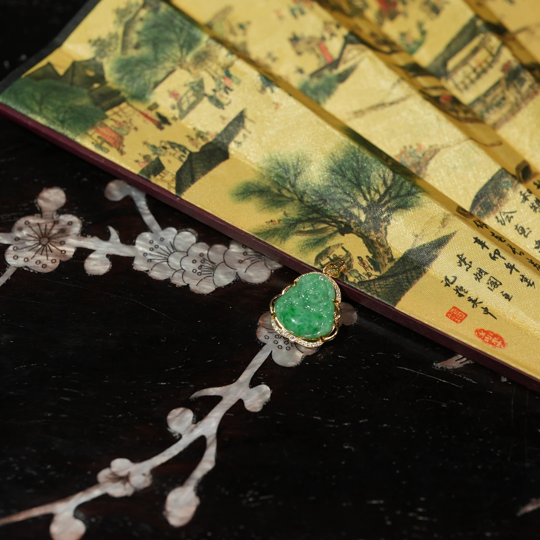 12.30香港王老板-翡翠A货镶嵌吊坠3y257