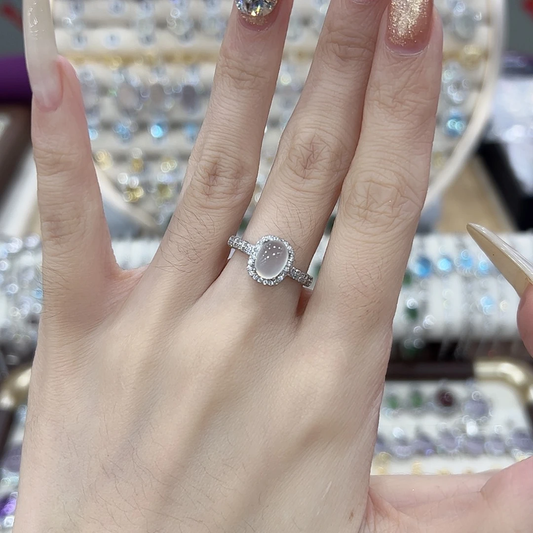 岫玉银S925镶嵌戒指