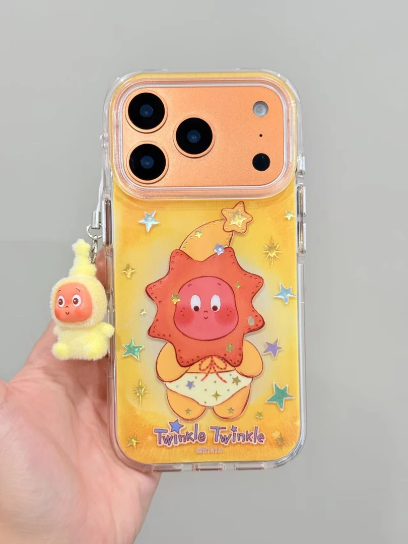 胖嘟嘟星星人满屏鎏金星星手机壳适用苹果17promax/16可爱防摔
