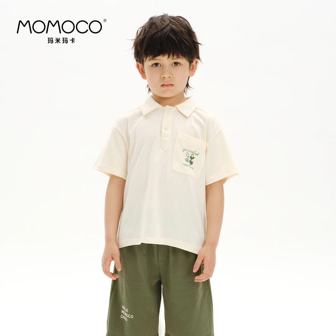 MOMOCO夏季POLO领T恤简约宽松儿童舒适时尚t恤中大童75280235004