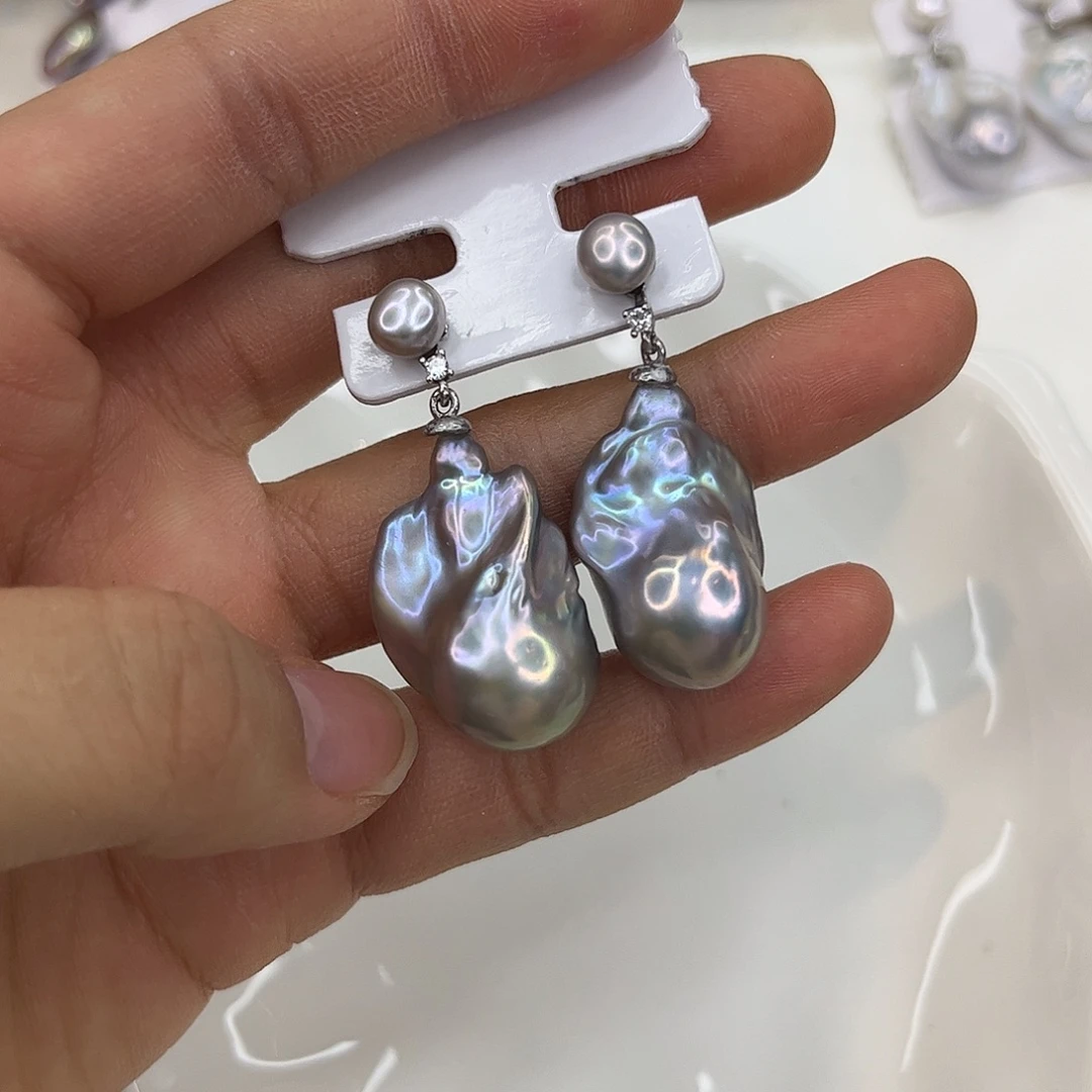 合金淡水珍珠耳饰