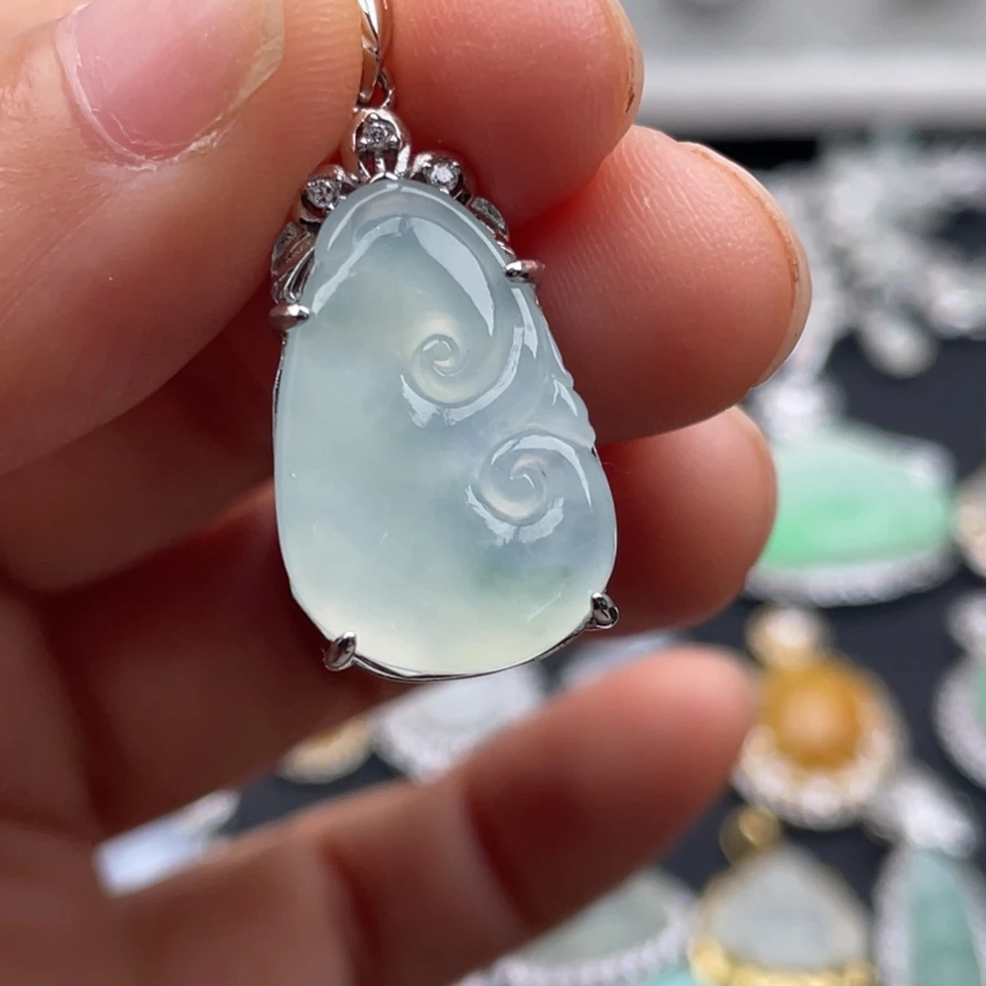 翡翠银S925镶嵌吊坠(不含链)