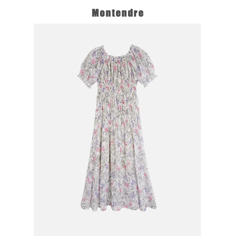 【六哥家】 夏季新款 S 碎花显瘦气质百搭长款收腰连衣裙