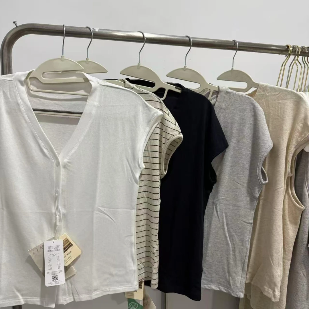 9754女士短袖开衫亚麻