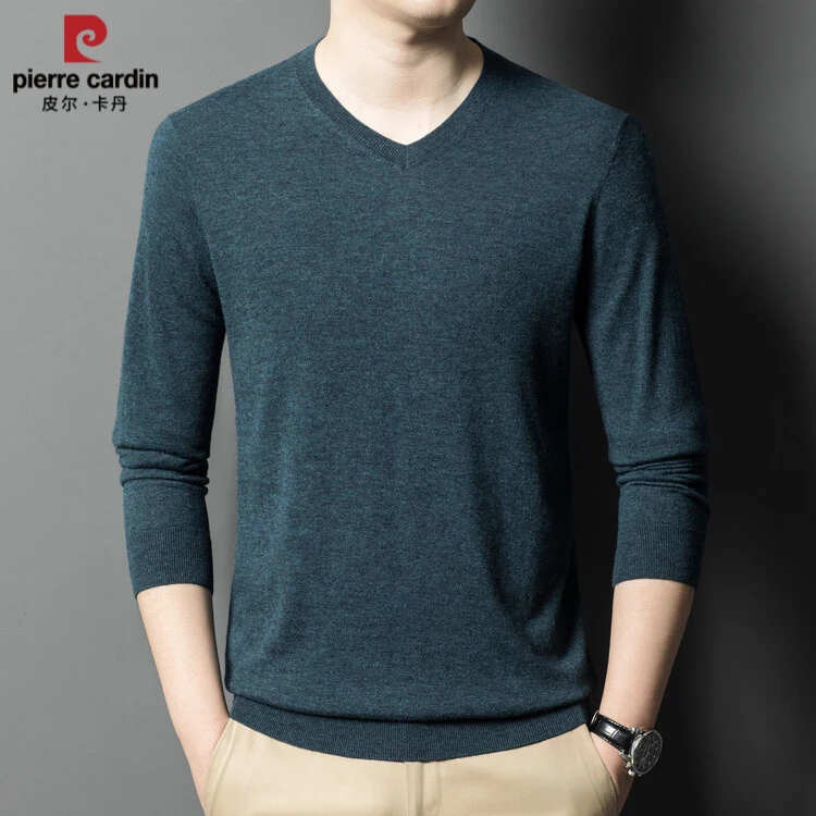 秋冬季男士V领针织衫毛衣厚款纯色百搭宽松打底毛衣