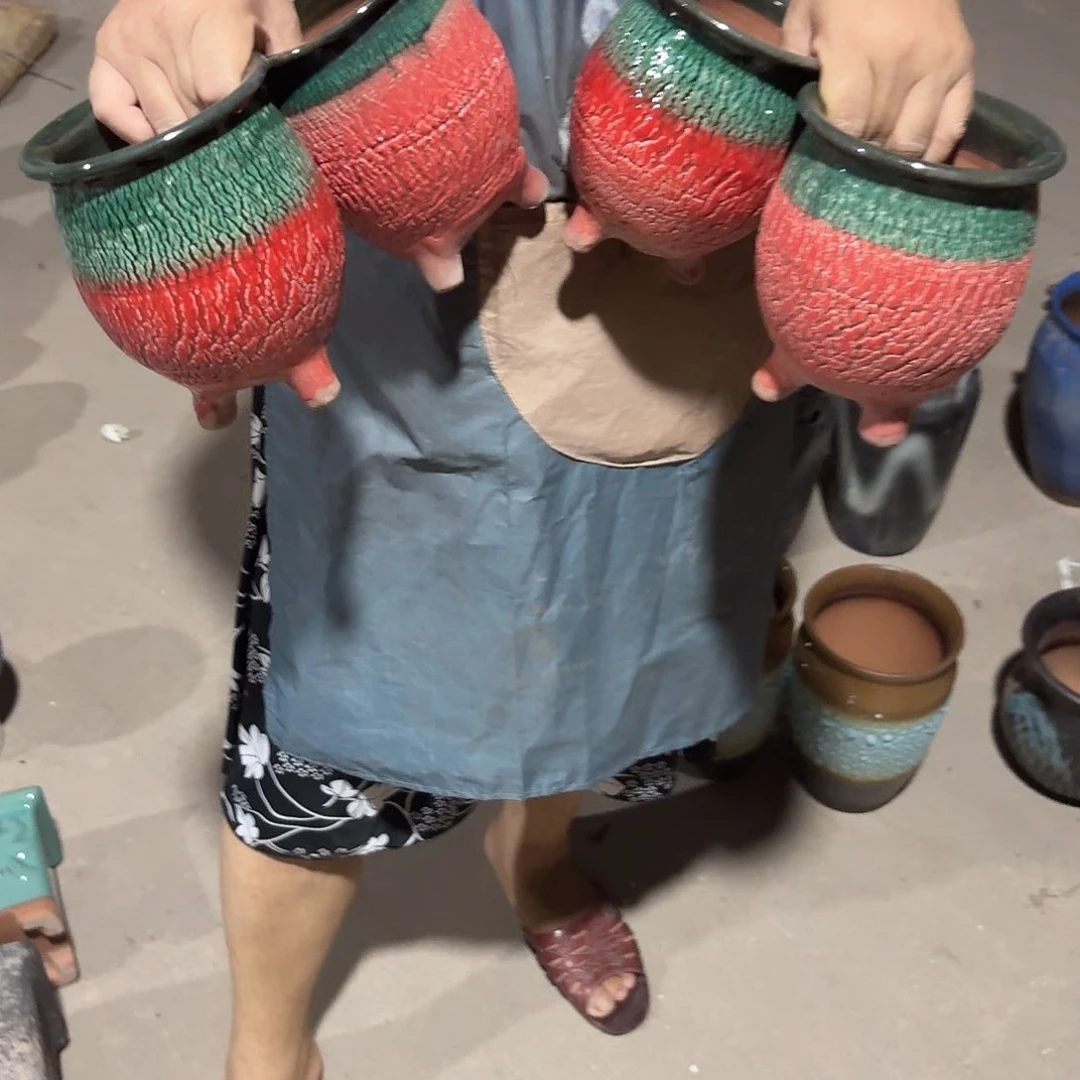 紫砂花盆口12高15四个