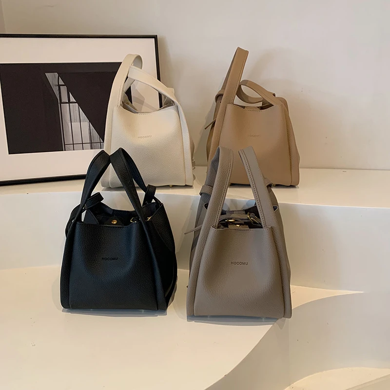 荔枝纹子母两件套水桶包2024新款女包简约单肩斜挎包手提菜篮子包