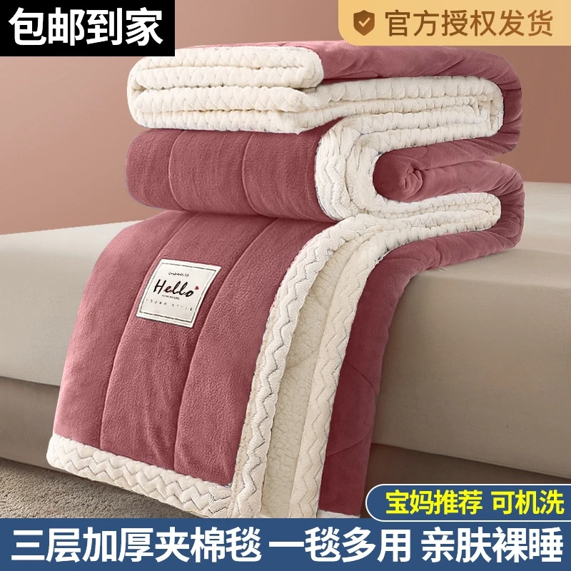水晶绒毯毛毯盖被加厚冬季加绒加厚床单学生宿舍午睡毯羊羔绒