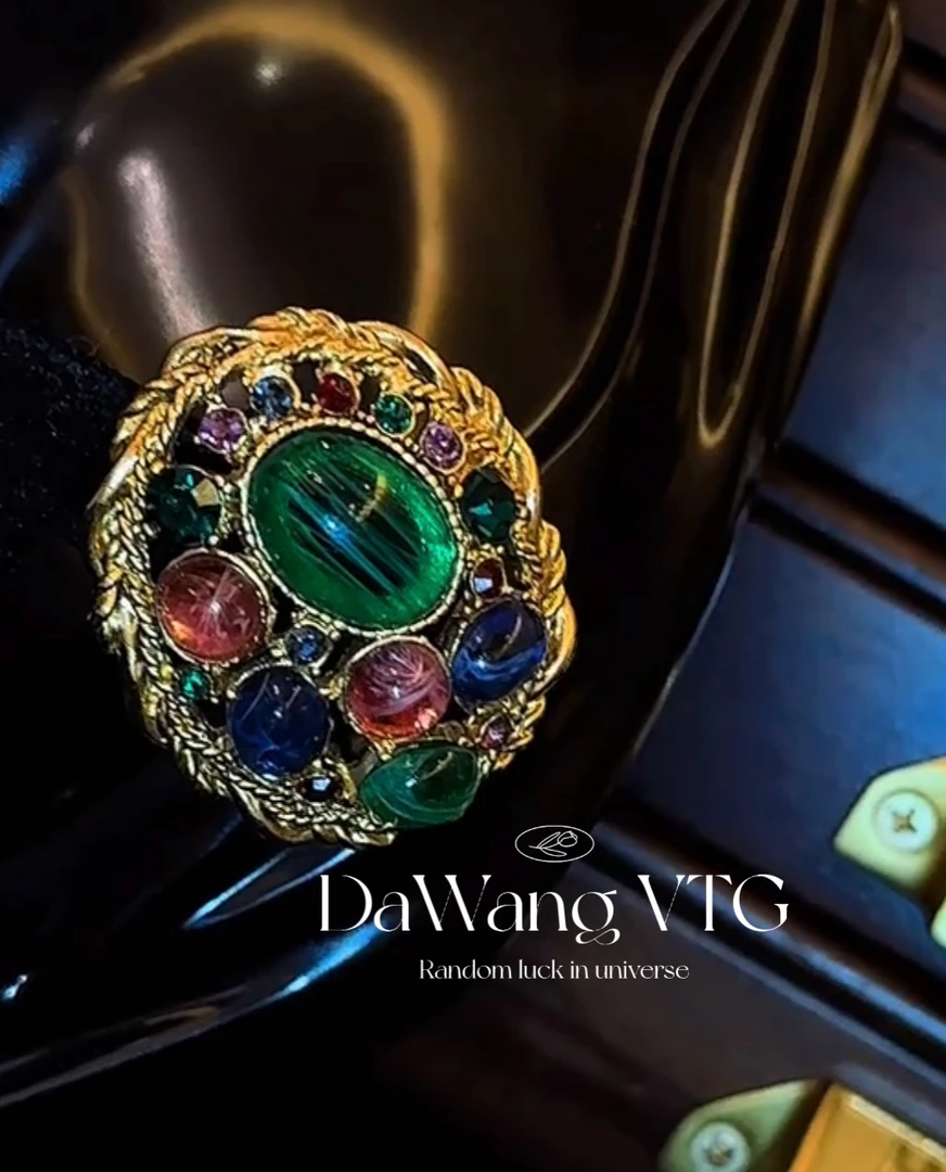 铜合金琉璃胸针 三色琉璃莱茵石镂空胸针