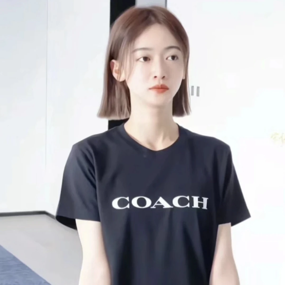 未使用 COACH/蔻驰 aa3433-aa3442 批量 棉 黑色字母logo短袖 M码