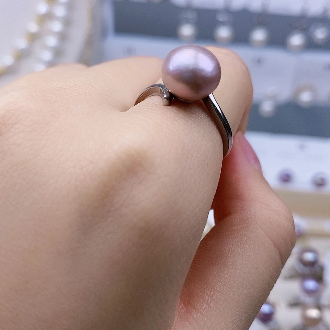 戒指银S925镶嵌淡水珍珠