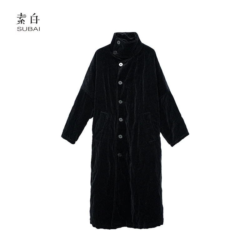 【素白】SB2408MF00268马乖长款金属丝绒加厚棉衣