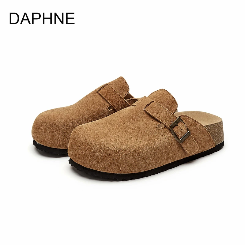 达芙妮罗马风半托平底鞋2025春季新款包头防滑凉拖复古软底勃肯鞋
