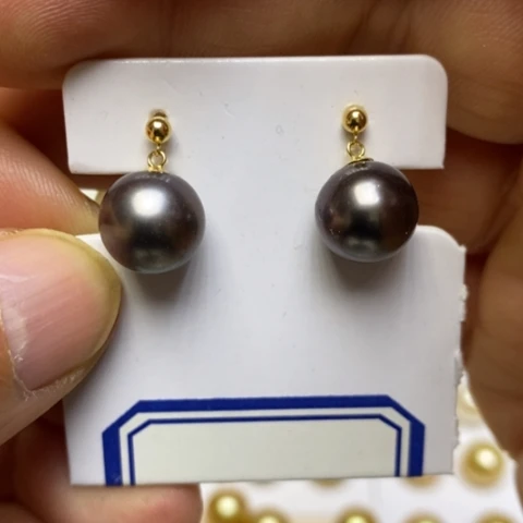 18K金镶嵌耳饰海水珍珠