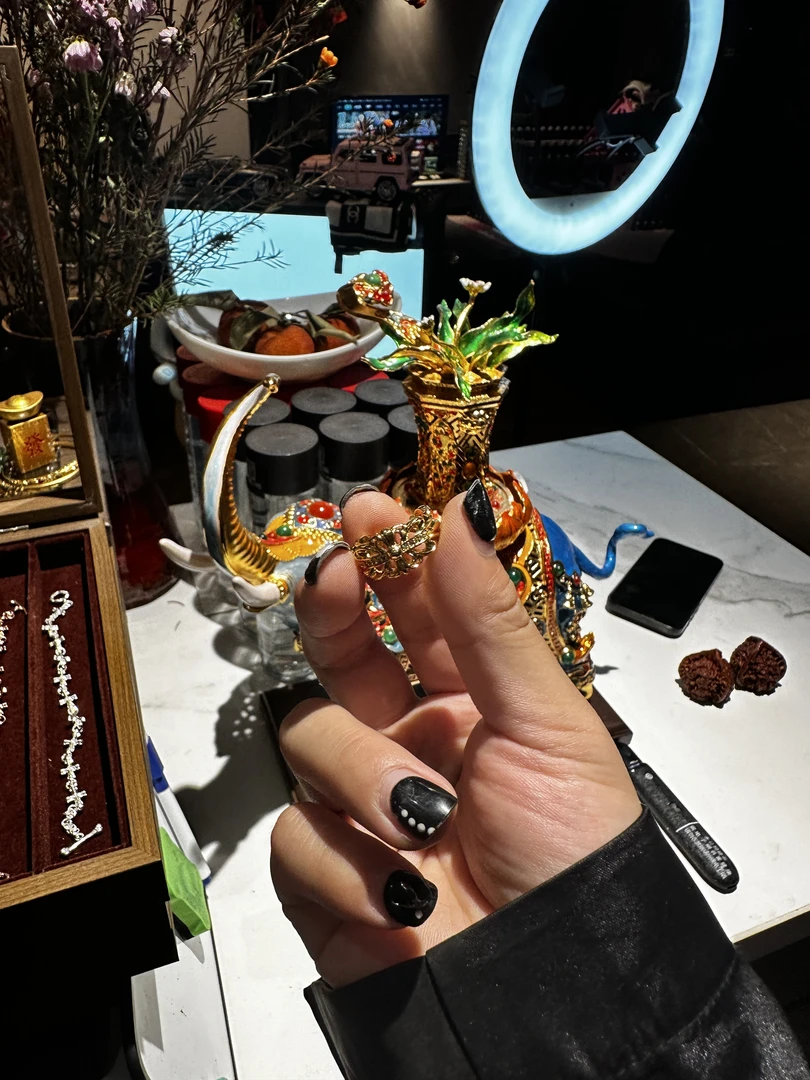 合金戒指 【蛇年 烈焰鸢尾花 戒指】黄色鸢尾戒指国潮风发字嘻哈潮