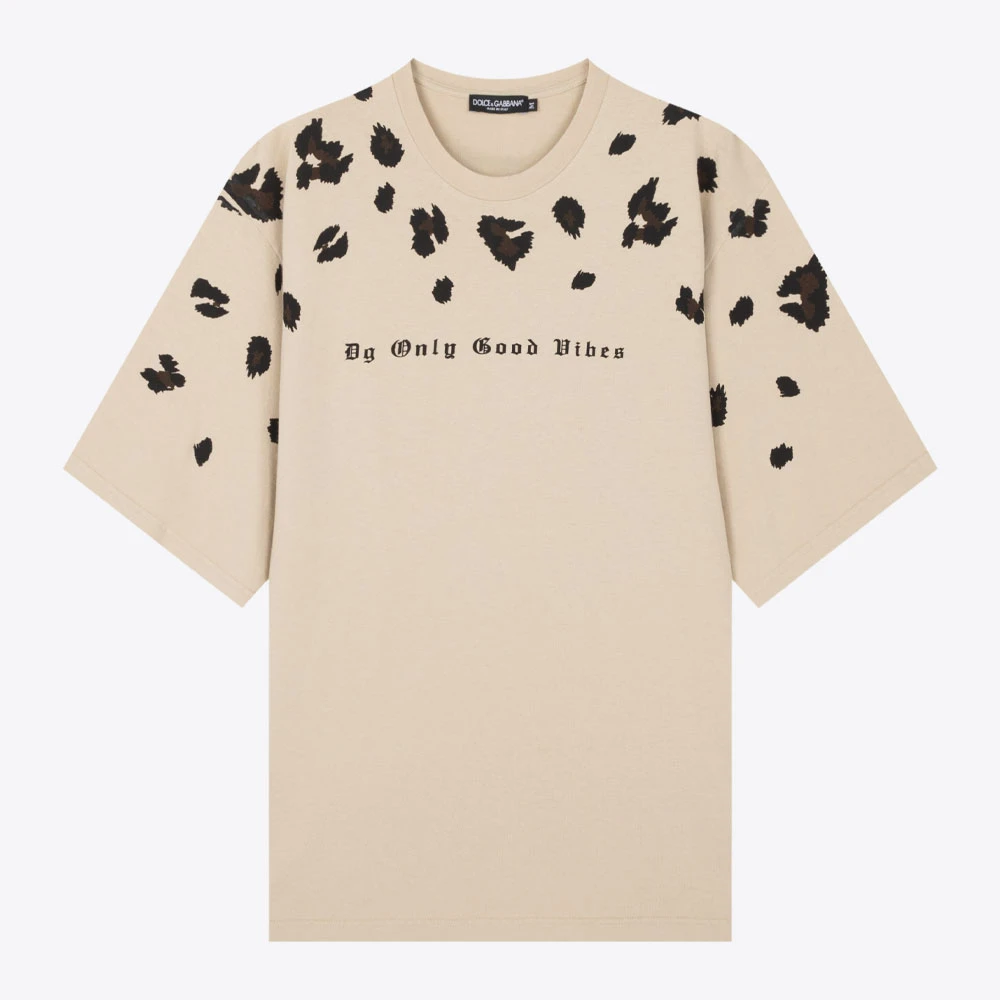 DOLCE GABBANA杜嘉班纳DG字母豹纹男士体恤衫T恤G8MS0TFU7KIHA2YB