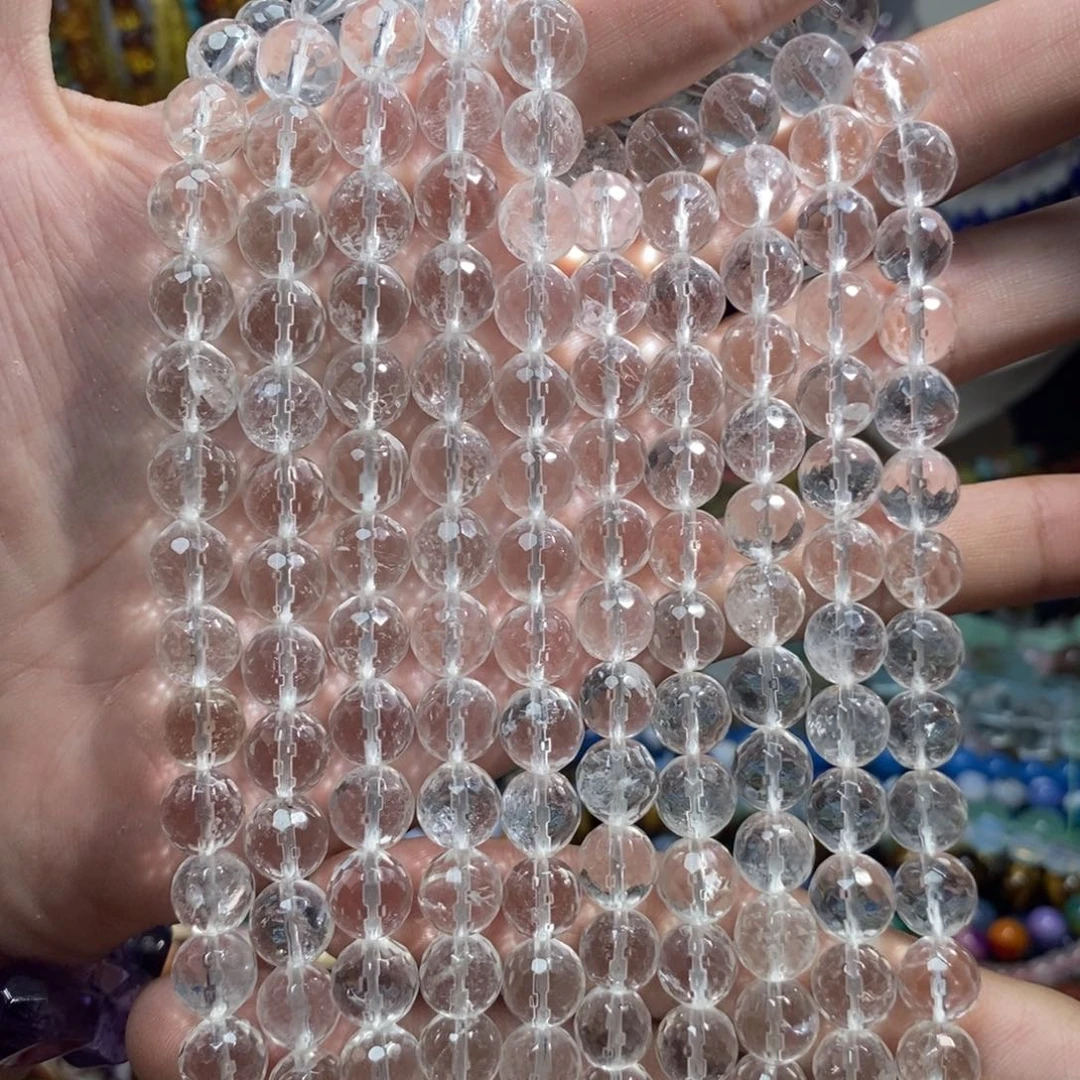 未镶嵌，高透天然白水晶切面10mm，石英质玉
