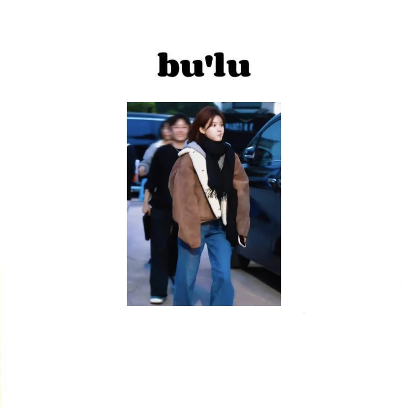 bu'lu “焦糖曲奇” 露si同款~秋冬韩版加绒加厚外套