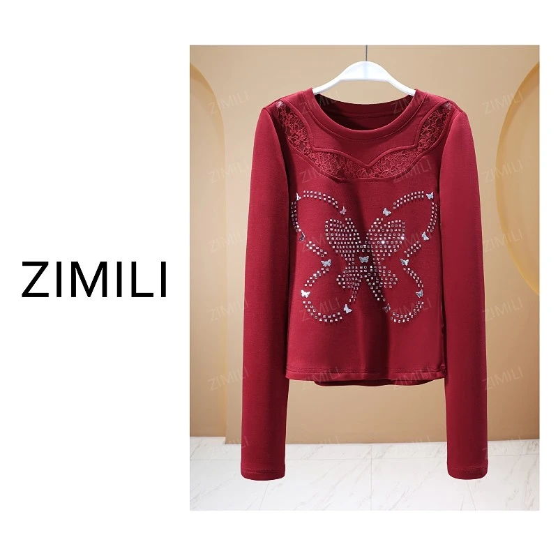 【亮哥欧货女装】冬季热感天丝《星缀》安红高弹显瘦打底上衣26191-B1