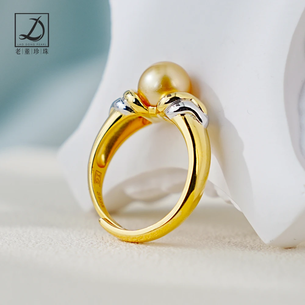 新品首发丨厚银版 | S925银8-9mm海水南洋金珠浓金珍珠戒指