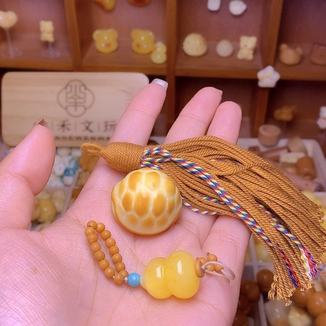 念***旧猴头核桃吊坠富甲葫芦提溜棕流苏