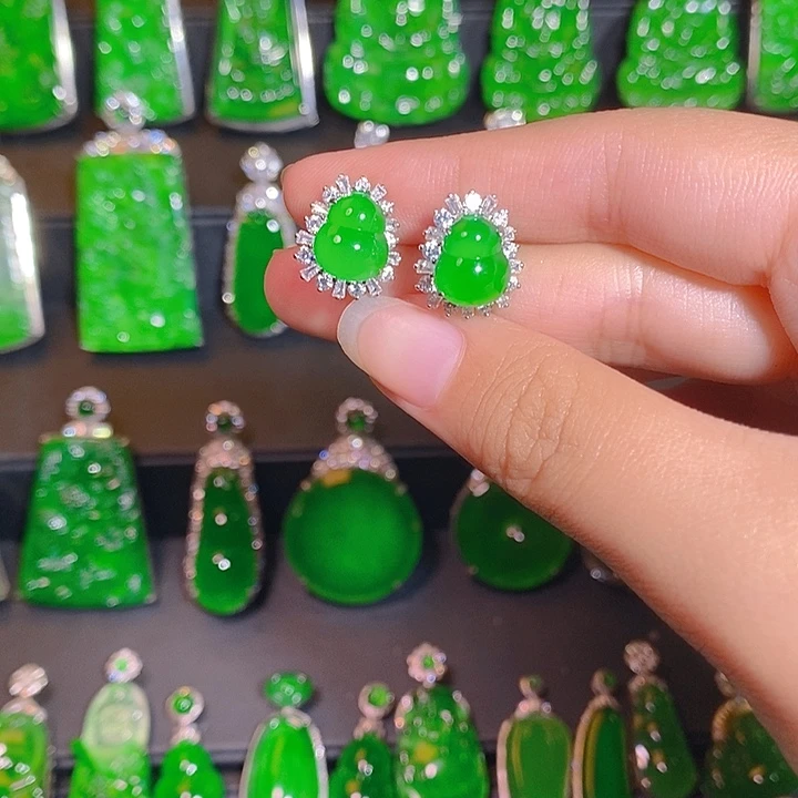 翡翠银S925镶嵌耳饰uu