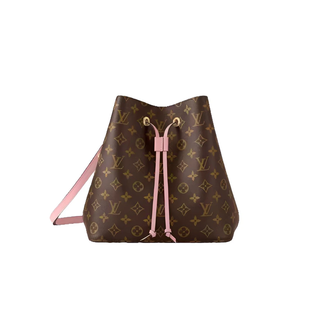 99新 LouisVuitton/路易威登 粉色NEO老花粉水桶单肩/E店
