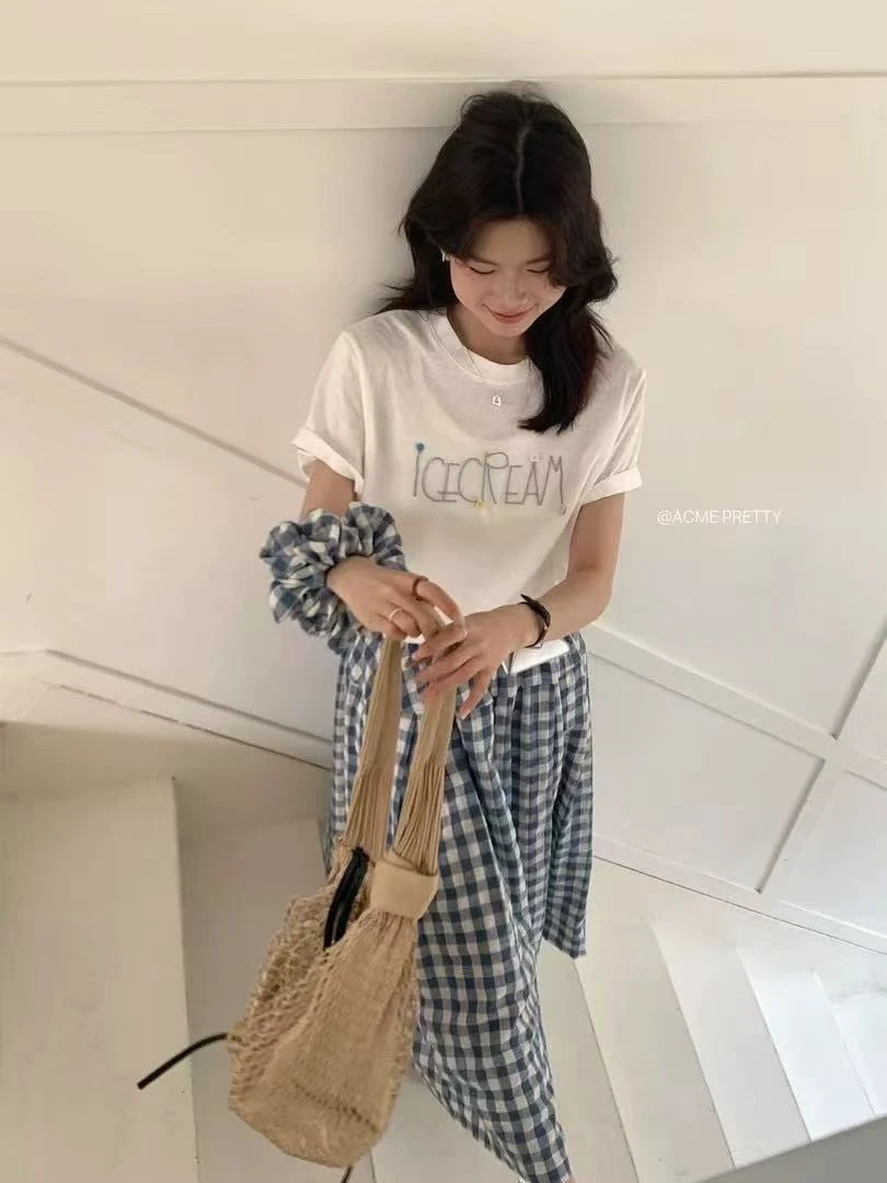 夏季新款刺绣字母T恤女短袖设计感小众休闲百搭上衣-0113