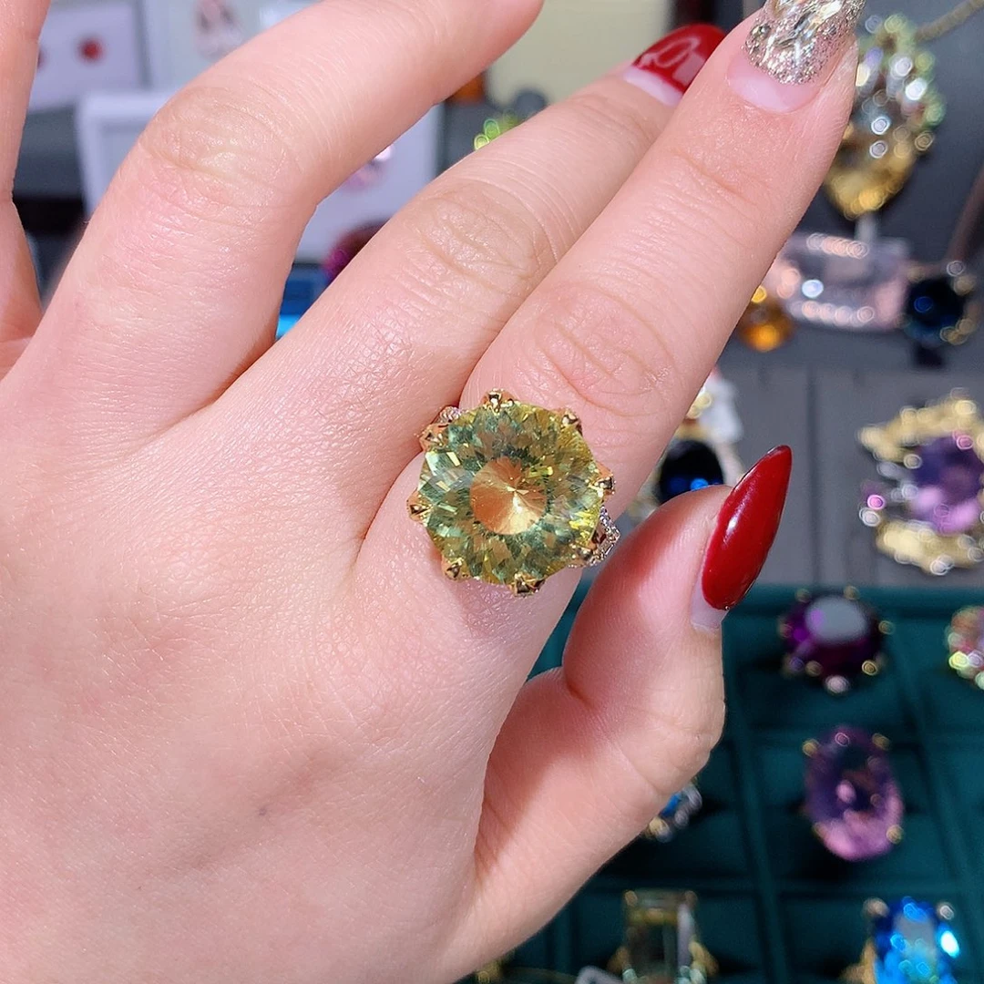 水晶戒指银S925镶嵌戒指