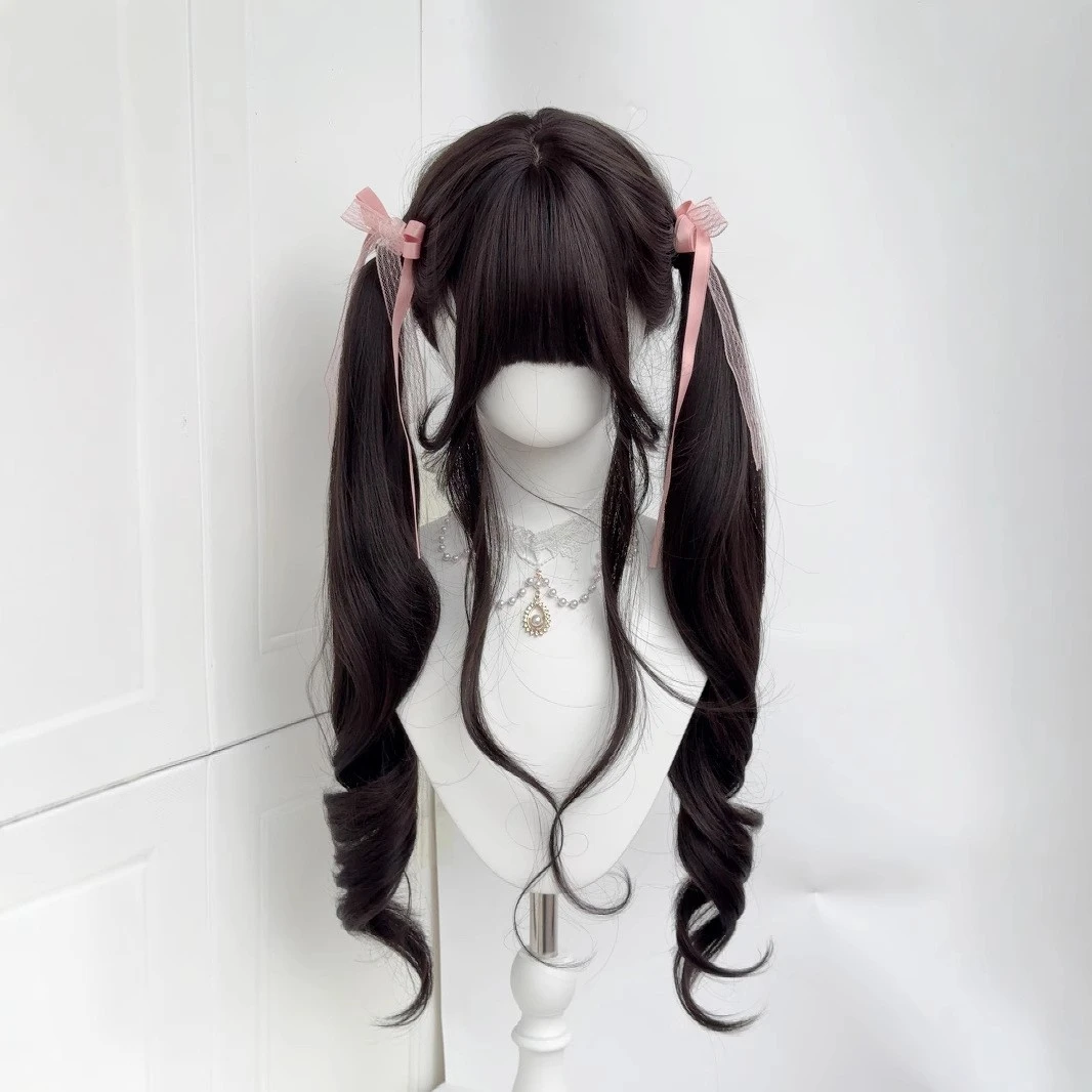 纤韵佳人假发女黑棕色80cm洛丽塔软妹日系jk自然萝莉甜美长卷发