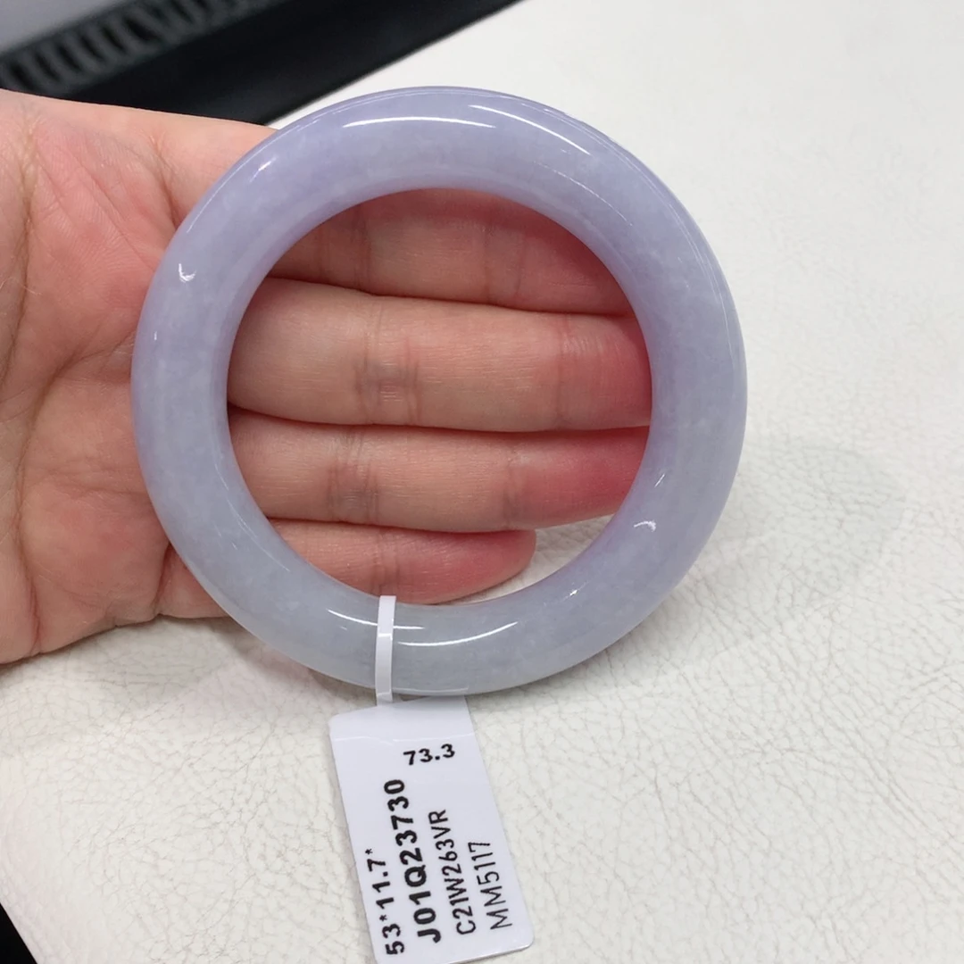 未镶嵌手镯翡翠53圈口满紫肉圆