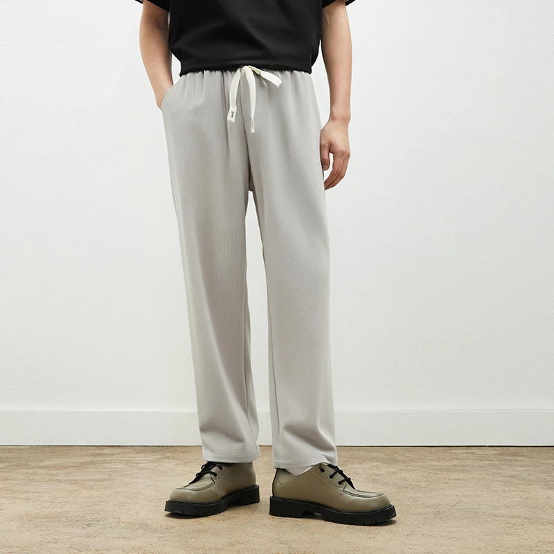 GXG男装夏季空调垂感抽绳休闲裤男百搭直筒长裤#G24D022103