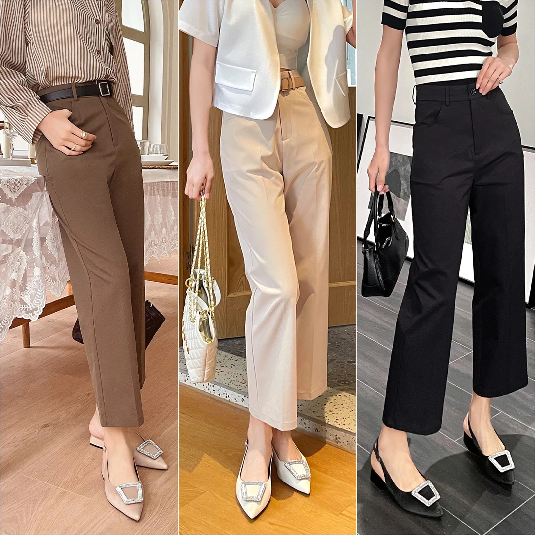 【升级版三防免熨裤】抗皱西裤女八分垂直感西裤小个子夏季W23AU284