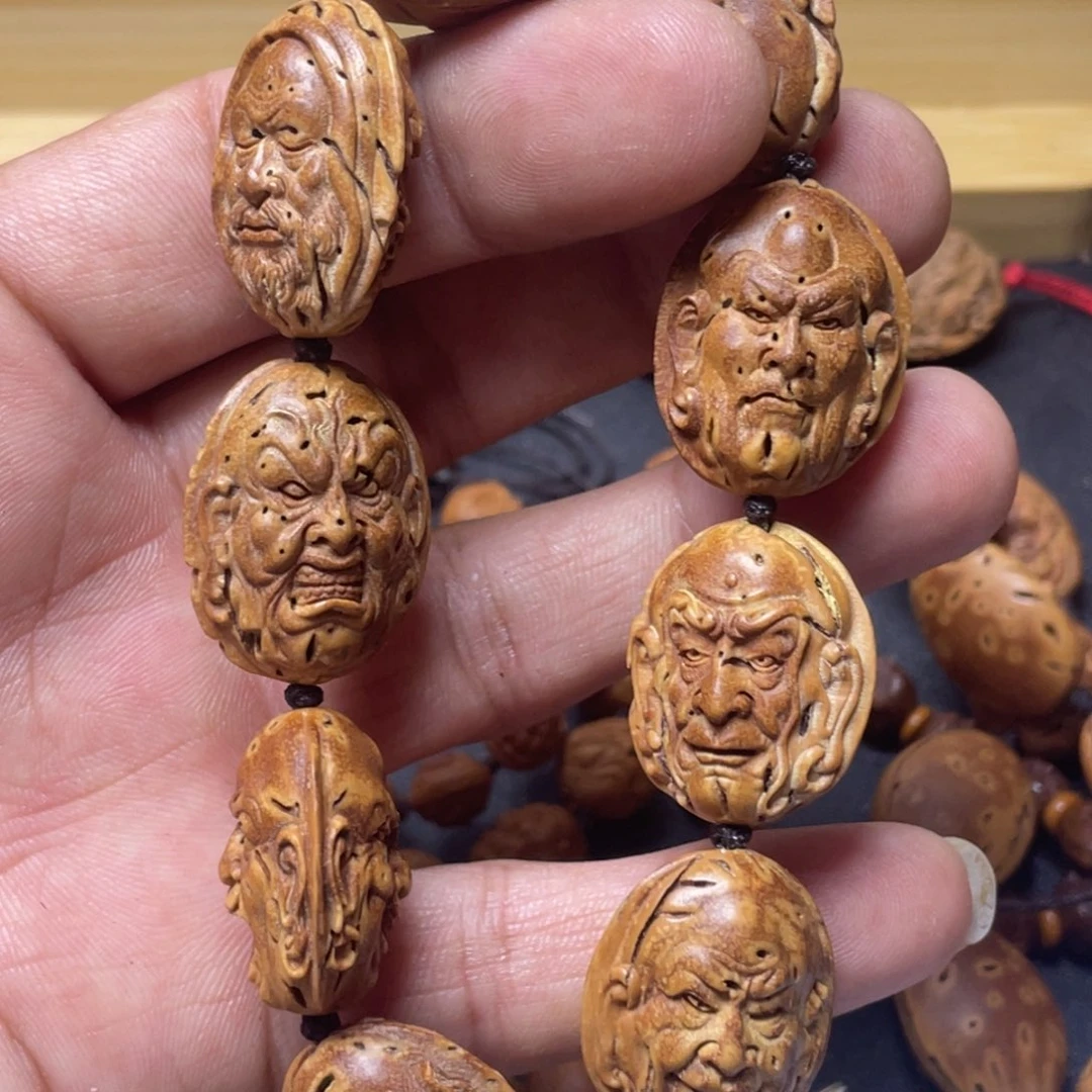 桃核雕刻手排手莲