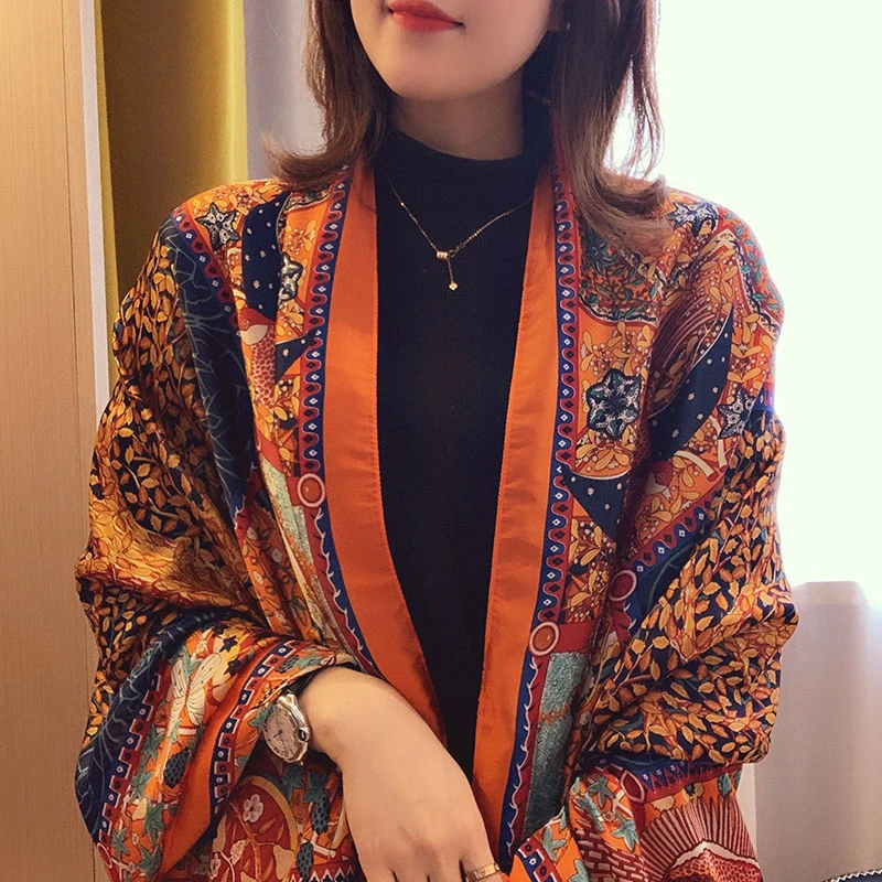 200X100CM【橘色发财树】A81丝巾