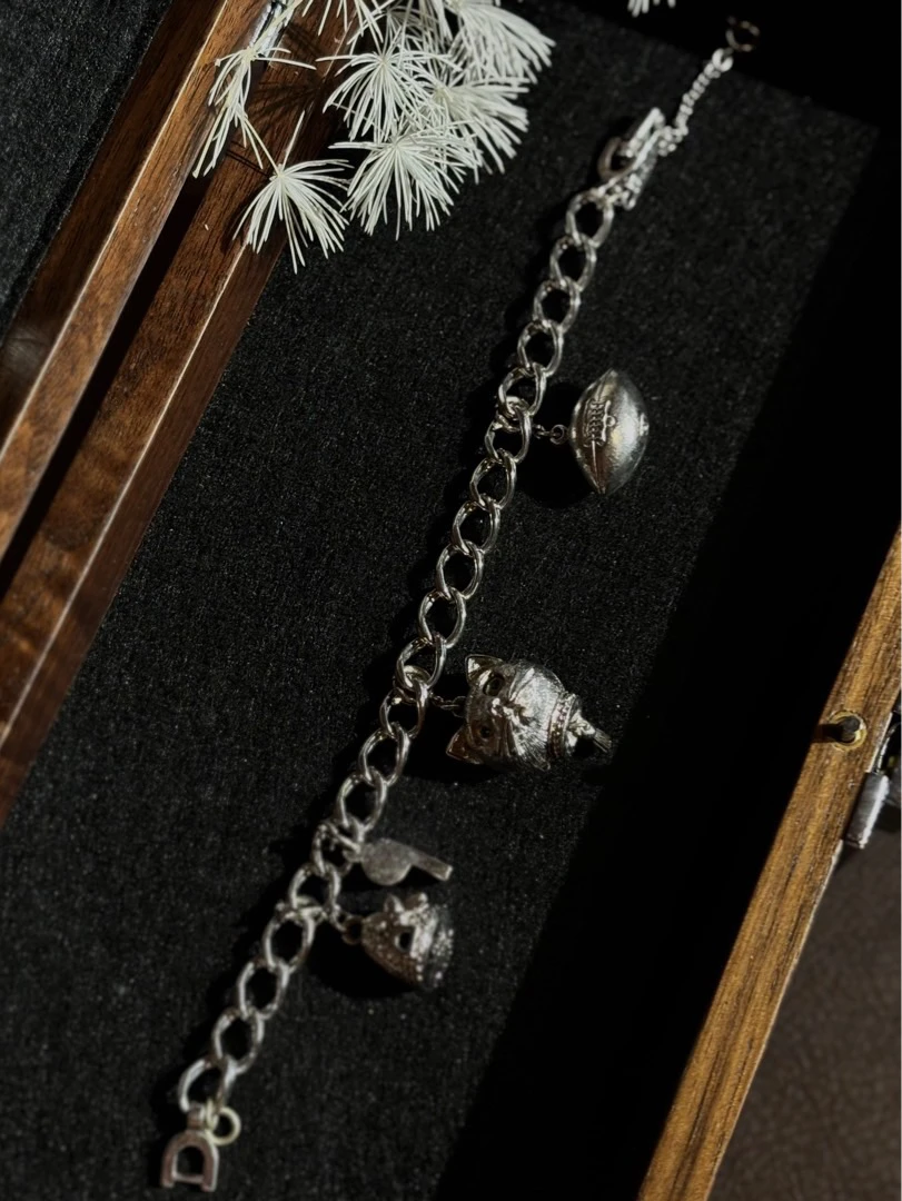 合金手链 vintage中古首饰雅*芳书本款猫咪提溜手链可拆卸