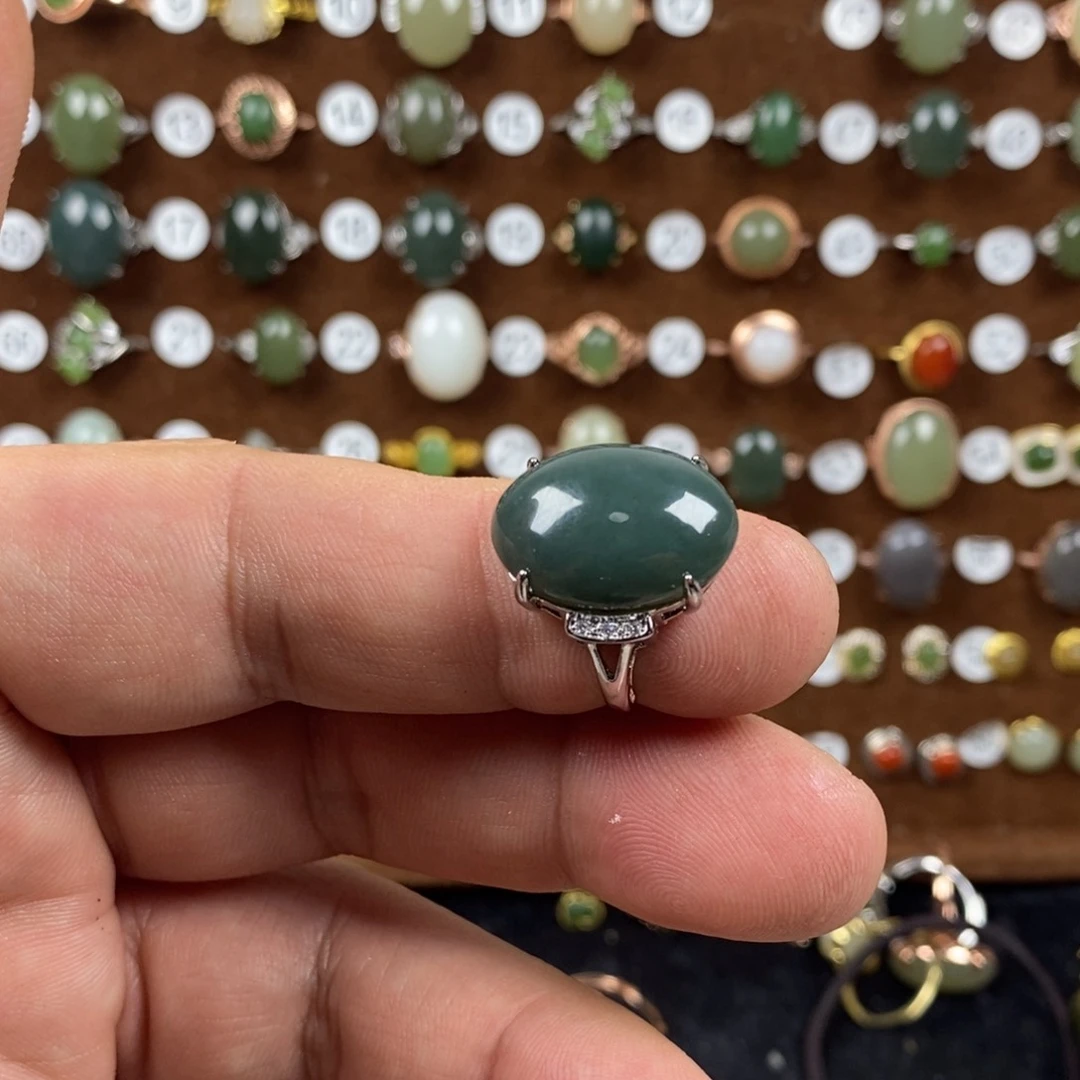 和田玉（青玉）戒指合金