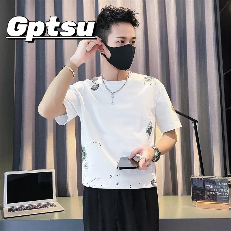 GPTSu男士短袖T恤ins潮牌印花体恤季男装上衣新款潮流痞帅气半袖