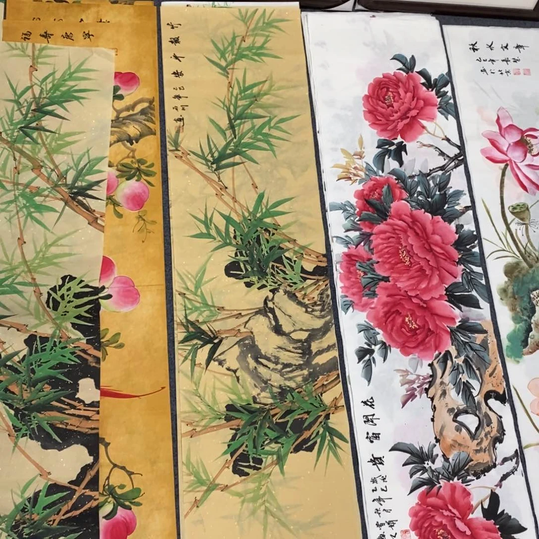 国画尺寸140✖️35四尺对开手绘竹子