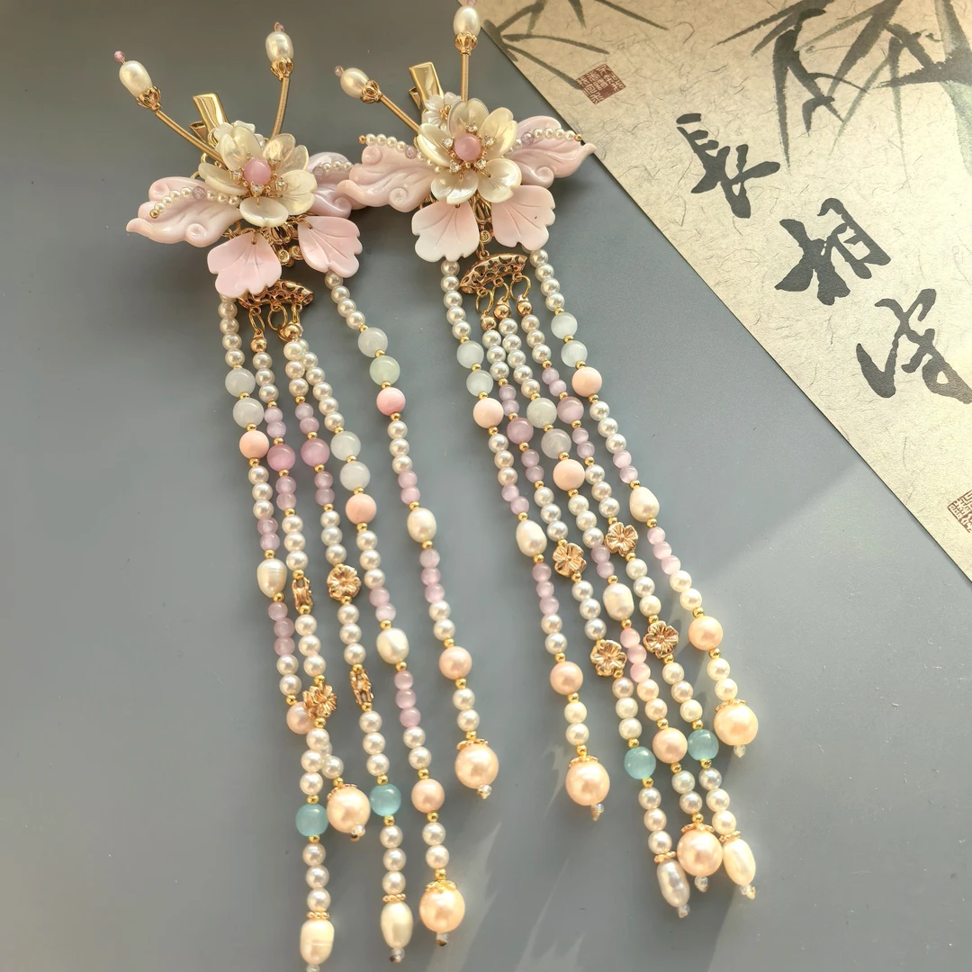 淡水流苏发夹对夹