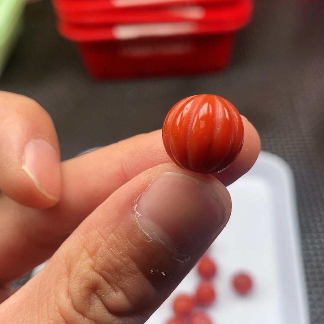 南红玛瑙17号 13*14柿子红瓜珠一颗未镶嵌